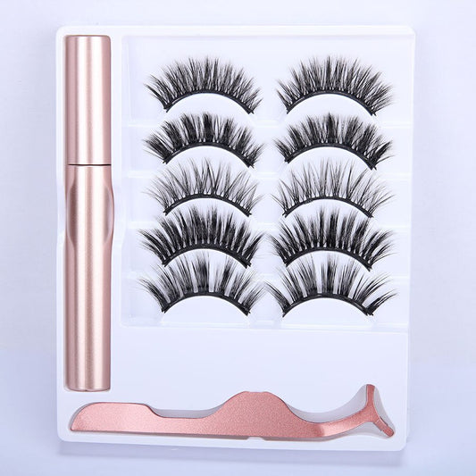 Ensemble de 5 Paires de Faux Cils Magnétiques avec Eyeliner Liquide Magnétique & Pince à Cils – Résistants à l'eau, Longue Tenue, Effet Naturel